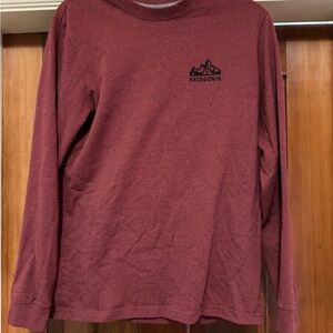 Patagonia Long Sleeve Tee - Maroon with Black Logo